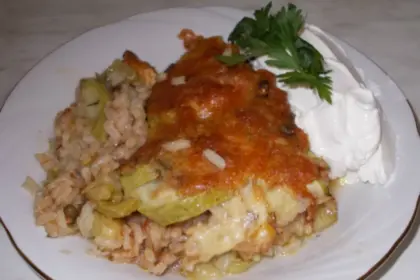 Запечени тиквички с ориз