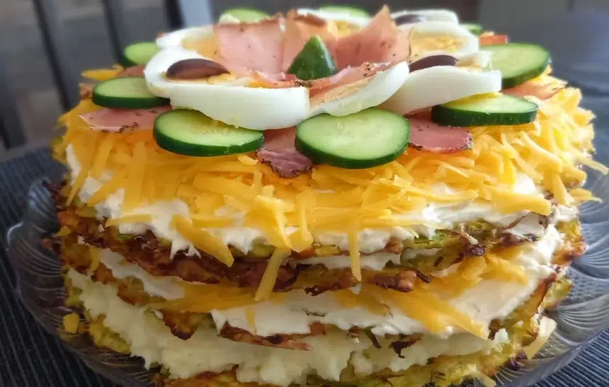 Солена торта с блатове от тиквички