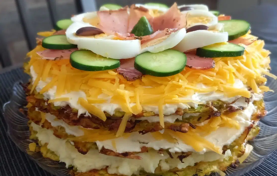 Солена торта с блатове от тиквички